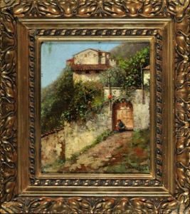 Sudlandische Szene Mit Villa Am Hang Mit Obstgarten by Robert Schultze