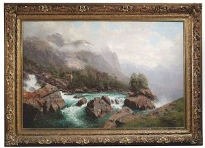 Wolkenverhangene Landschaft Bei Den Raumafallen In Norwegen