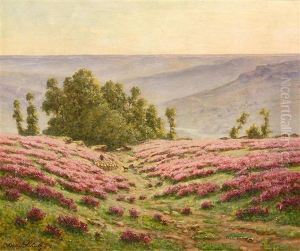 A Field In Flower With Shepherdss In The Vallee De La Creuse - view 1