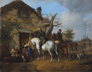 Hunters Near The Inn 'im Rotten Loeven' by Carl Friedrich Schulz