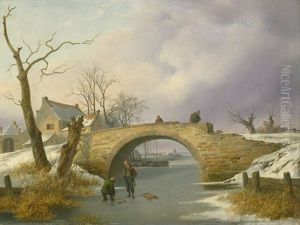 Wintervergnugen Bei Der Strengbrucke Bei Werder An Der Havel by Carl Friedrich Schulz