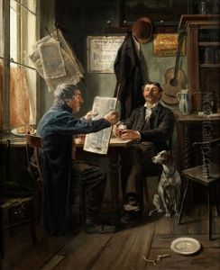 Zeitungslekture Am Biertisch by Carl Friedrich Schulz