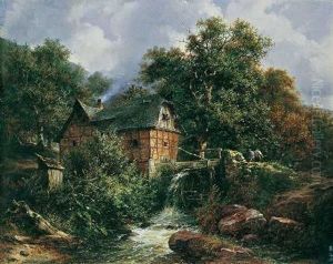 Waldlandschaft Mit Muhle by Carl Friedrich Schulz