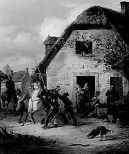Soldaten Vor Einer Franzoesischen Taverne by Julius Carl Schulz