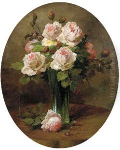 A Vase Of Pink Roses by Wilhelm Schulz