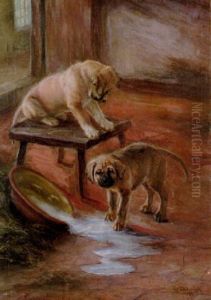 Lekande Hundvalpar by Ida Eleonora de Schulzenheim