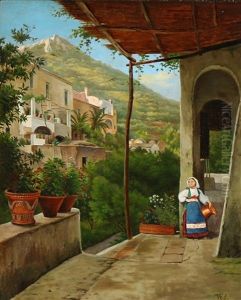 An Italian Woman In A Pergola