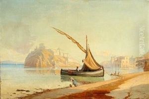 Coastal Scene From The Bay Of Naples, In The Background The Island Of Ischia by Harald Schumacher