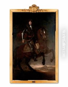 Portrait Equestre D"un Militaire En Armure by Jacob van Schuppen