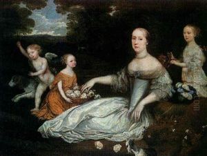Portrait D'une Jeune Mere En Diane Entouree De Ses Enfants by Jacob van Schuppen