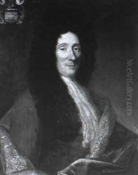 Portrait Of A Gentleman, Half-length In A Brown Coat With A Lace Jabot And A Shawl With A Coat-of-arms - view 1