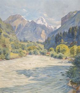 Gebirgslandschaft Mit Bach by Paul Schuerch