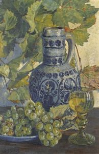 Stillleben Mit Krug, Weinglas Und Trauben by Paul Schuerch