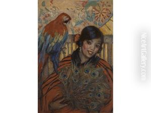 Woman With A Parrot by Donna N. Schuster