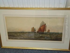 Fishing Fleet With Steamer On Thehorizon by William Thomas Nicholas Boyce