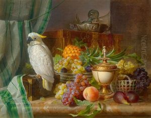 Fruchtestillleben Mit Papagei