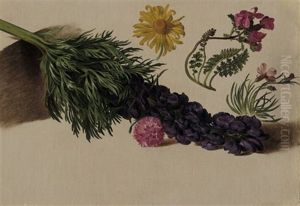 Stilleben Mit Rittersporn, Nelken Und Arnika Stilleben Mit Rittersporn, Nelken Und Arnika