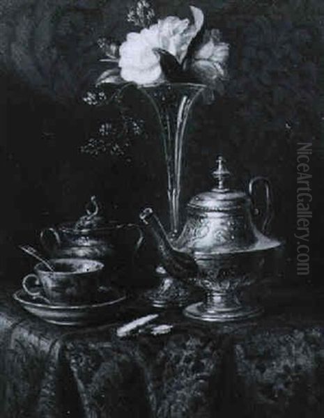 Stilleben Mit Silberkanne Und Rosen - view 1