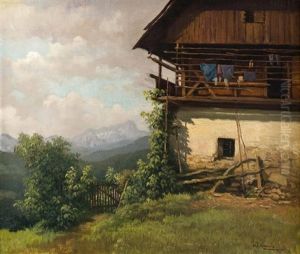 Landschaft Mit Bauernhof by Karl Maria Schuster