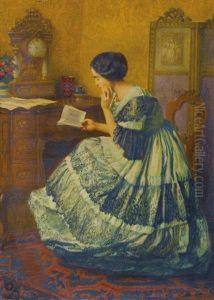 Lesende Dame In Interieur