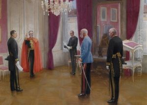 Kaiser Franz Joseph I. Von Osterreich Bei Der Angelobung Eines Geheimen Rats by Karl Maria Schuster