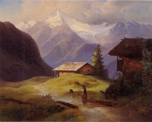 Gebirgslandschaft Mit Hutten