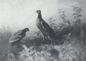 A Pheasant In A Landscape by Ludwig Schuster