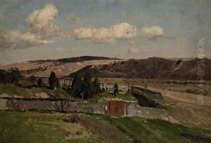 Landschaft Mit Friedhof by Rudolf Schuster