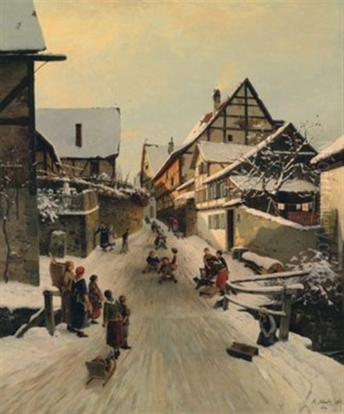 Die Rodelpartie, Winter Im Riesengebirge - view 1