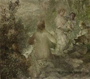 Badende Am Bach by Raffael Schuster-Woldan