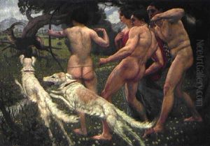 Die Steinbockjagd by Raffael Schuster-Woldan