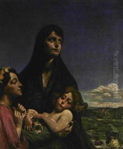 Die Muttergottes Mit Jesus Und Dem Johannesknaben Vor Weiter Sommerlandschaft