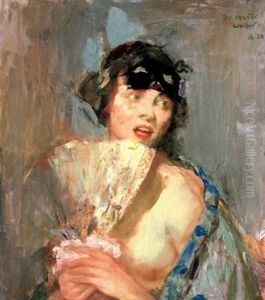 Jeune Fille A L'eventail by Raffael Schuster-Woldan