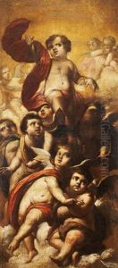 Nino Jesus Bendiciendo Rodeado De Angeles by Cornelis Schut III