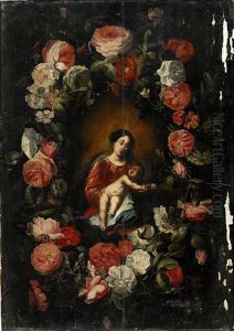 The Virgin And The Child In A Garland Of Flowers by Cornelis Schut the Elder