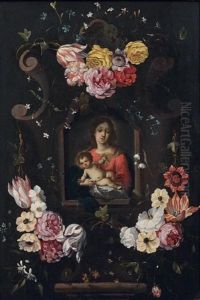 Vierge A L'enfant Avec Des Fleurs En Feston by Cornelis Schut the Elder