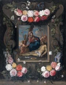 Pieta Dans Une Couronne De Fleurs Pieta Dans Une Couronne De Fleurs