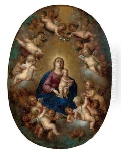 The Virgin And Christ Child Attended By Putti by Cornelis Schut the Elder