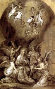 La Vierge Entouree D'anges Presentant Les Intruments De La Passion by Cornelis Schut the Elder