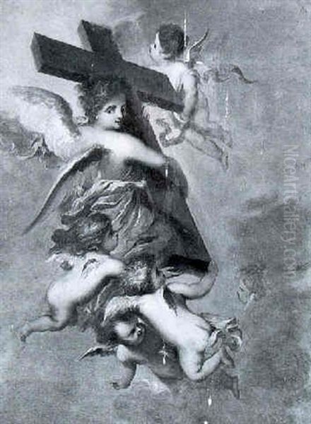 An Angel And Putti Carrying The Cross - view 1