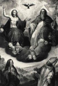 Die Heilige Dreifaltigkeit Mit Zwei Heiligen by Cornelis Schut the Elder