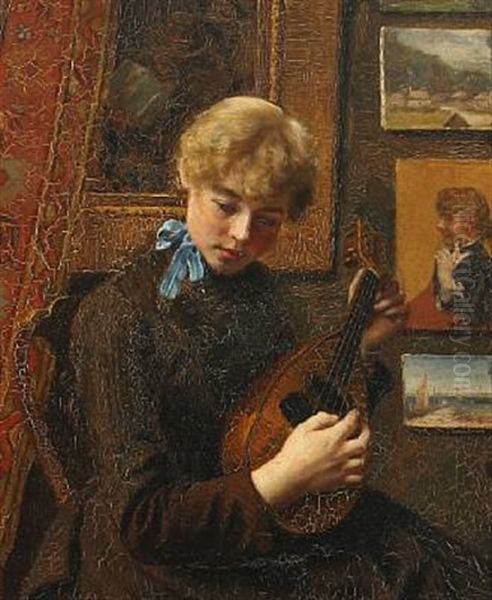 Interior With Woman Playing The Mandolin - view 1