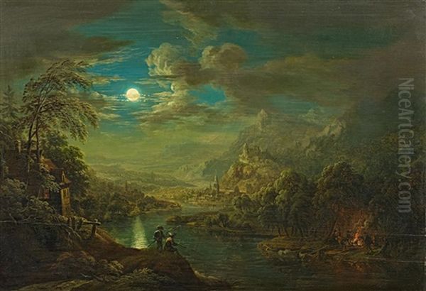 Flusslandschaft Im Mondschein - view 1