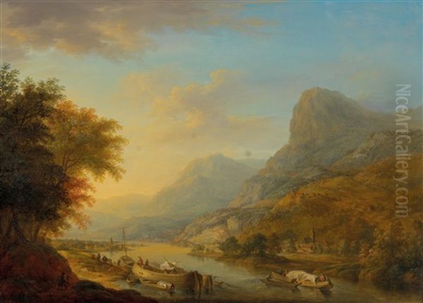 A Tree-lined River Landscape - view 1