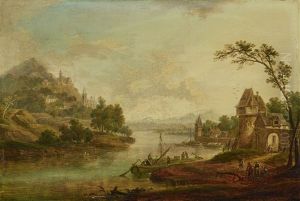 Ideal Landscapes (moselle?) (pair) by Christian Georg Schuetz the Elder