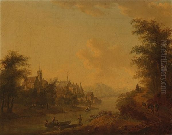 A River Landscape With Two Churches On Opposite Banks - view 1