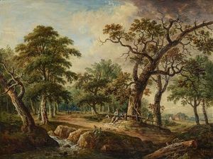Forest Landscape With People by Christian Georg Schuetz the Younger