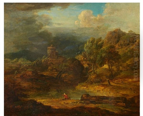 Stormy Landscape With An Angler - view 1