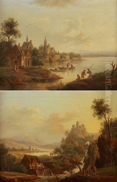 Gegenstucke: Rheinlandschaft Mit Dorf Und Rheinlandschaft Mit Burg (pair) - view 1