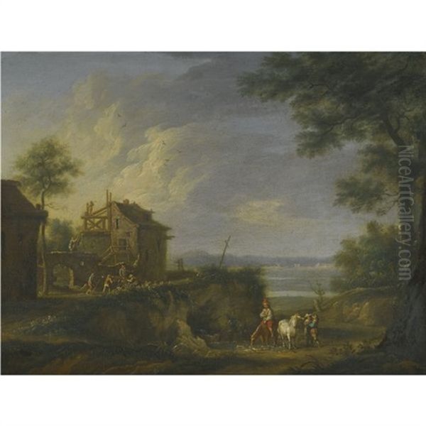 A Landscape With Peasants Watering Their Horses At The Stream - view 1